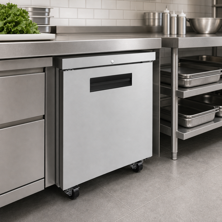 Product image #3 for Hoshizaki Steelheart 27-Inch One-Section Undercounter Reach-In Freezer with Solid Hinged Door
