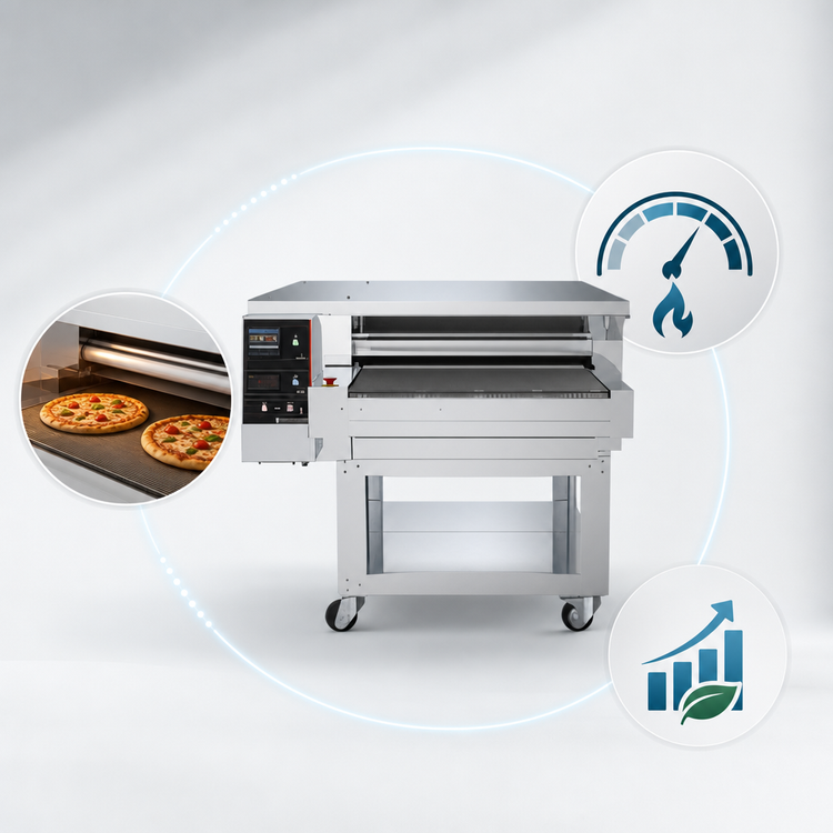 Product image #4 for Pizza Group Dragon D24G-RL Gas Refractory Stone Conveyor Pizza Oven, 24-Inch Belt, Floor Model