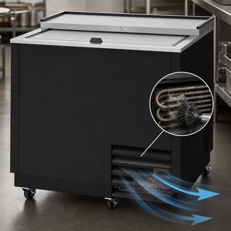 Product image #3 for Turbo Air Super Deluxe 36-3/4-Inch Wide Glass Chiller & Froster, 9.74 Cu. Ft., Self-Contained, Side-Mount, Top Sliding Lid