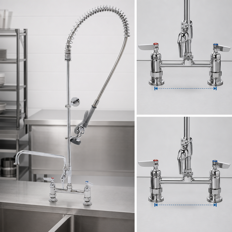 Product image #3 for EasyInstall Deck Mount Pre-Rinse Unit with 12-Inch Add-On Faucet and 44-Inch Stainless Steel Hose