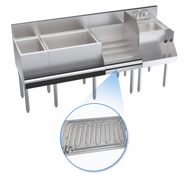 Product image #4 for Royal Series 72-Inch x 24-Inch Underbar Ice Bin/Cocktail Station with Blender and Liquor Stations
