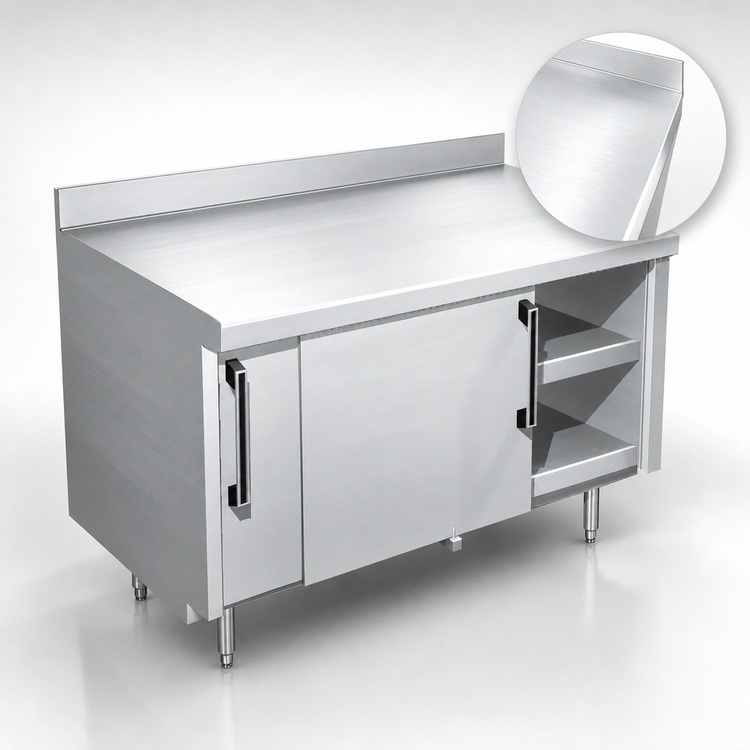 Product image #3 for 84-Inch 304 Stainless Steel Sliding Door Utility Stand with Undershelf, 28-Inch Deep