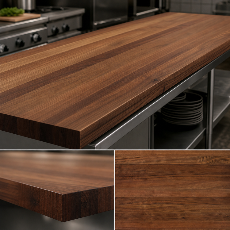 Product image #3 for John Boos Boos Block American Black Walnut Edge Grain Kitchen Countertop, Flat, 144 x 30 x 2-1/4 Inch