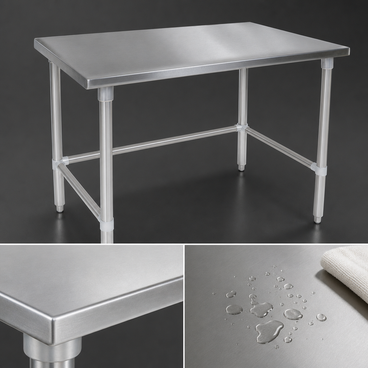 Product image #3 for John Boos 60 x 48 Inch Stainless Steel Flat Top Work Table with Stallion Safety Edge