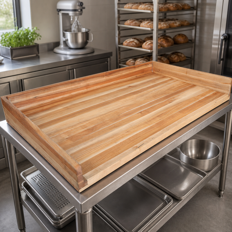 Product image #3 for BK Resources 72 Inch x 36 Inch Hard Maple Bakers' Table Replacement Top with 4 Inch Coved Risers
