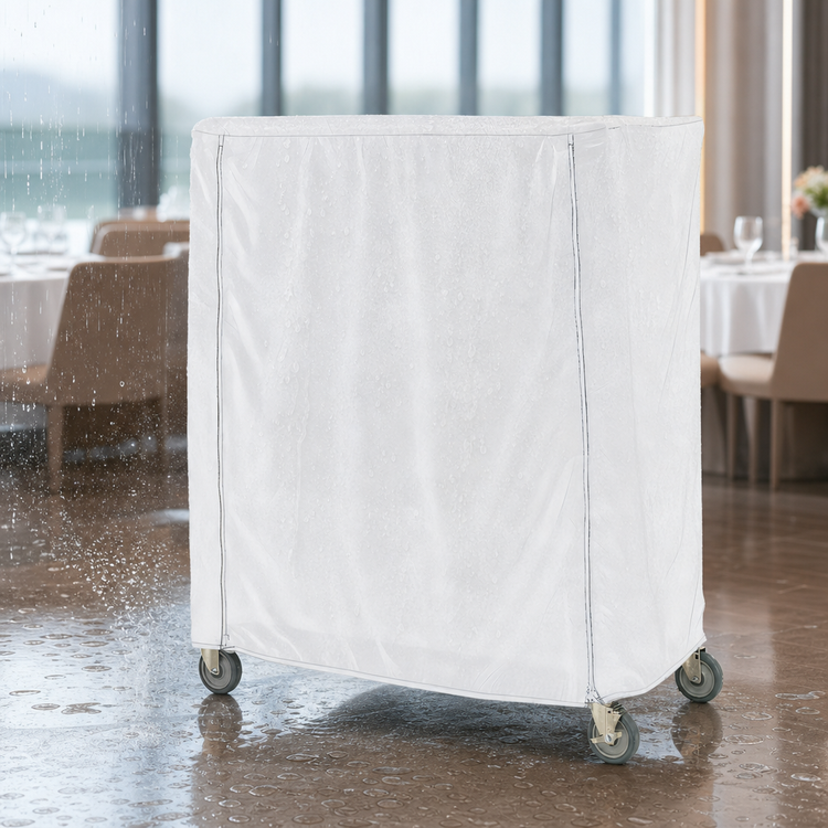Product image #3 for Metro White Waterproof Banquet Cart Cover with PVC Zipper, 36 x 24 x 54 Inches