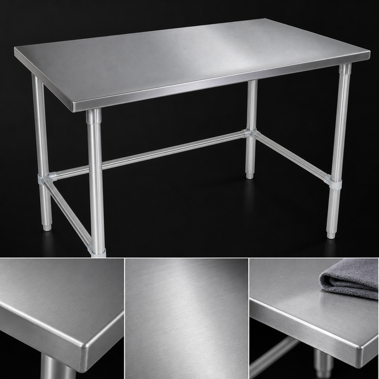 Product image #3 for John Boos Stallion 60" x 30" 14-Gauge Stainless Steel Flat Top Work Table with Galvanized Legs