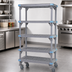 Thumbnail image #3 for Quantum Millenia Mobile Polymer Starter Shelving Unit with 5 Open Grid Shelves and Dunnage Stand, 60W x 21D x 74H
