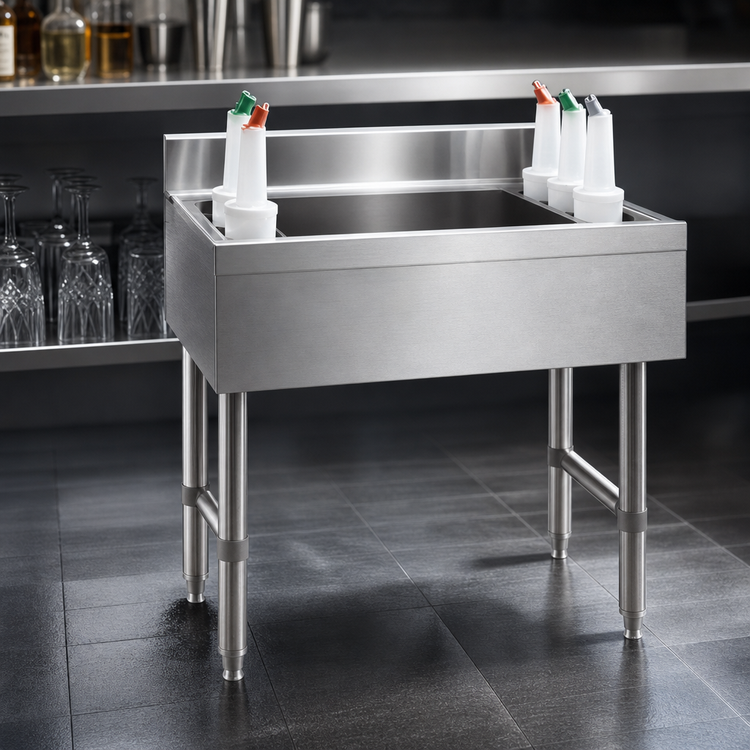 Product image #3 for Advance Tabco Underbar Basics 24-Inch Stainless Steel Cocktail Unit with 16-Inch Deep Ice Bin