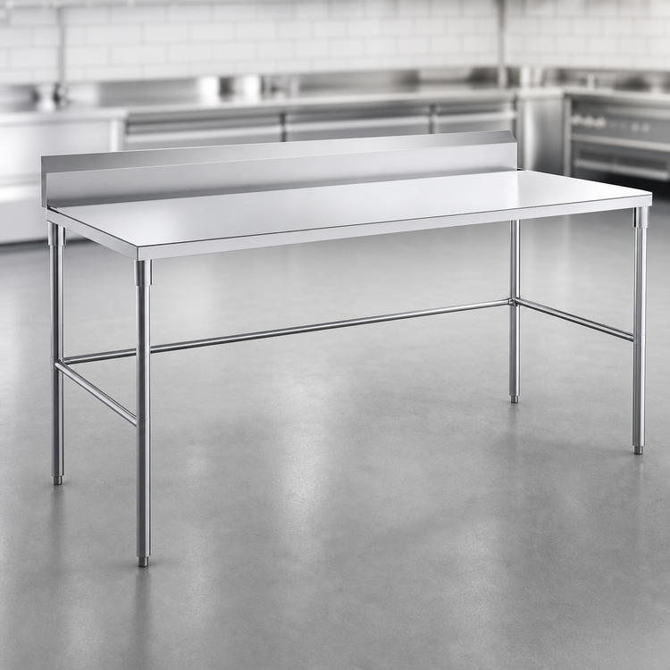 Product image #3 for Sapphire SMTEOB-2472G 72-Inch x 24-Inch Stainless Steel Work Table with 5-Inch Backsplash and Open Galvanized Base