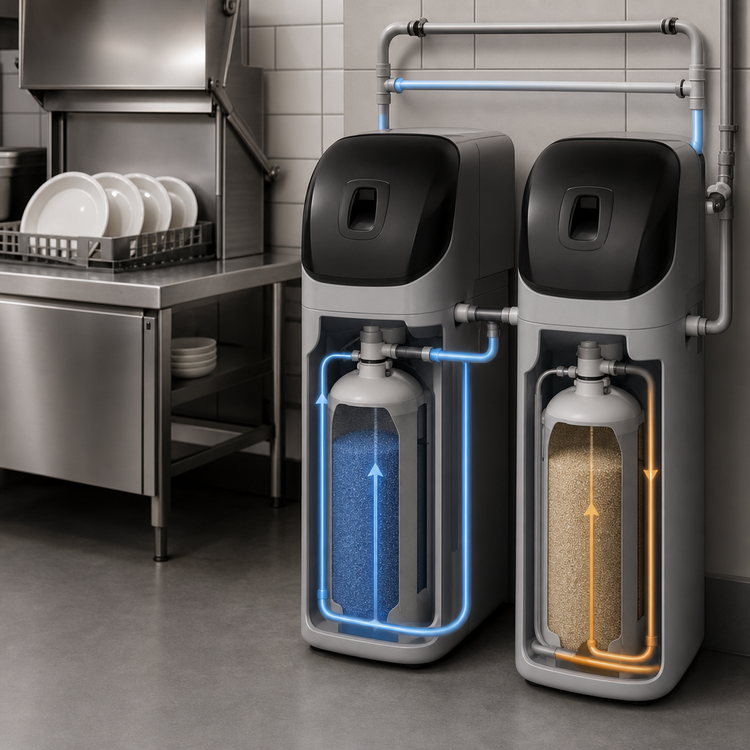 Product image #3 for Hobart WS-80 Duplex Water Softening System with Salt Alarm