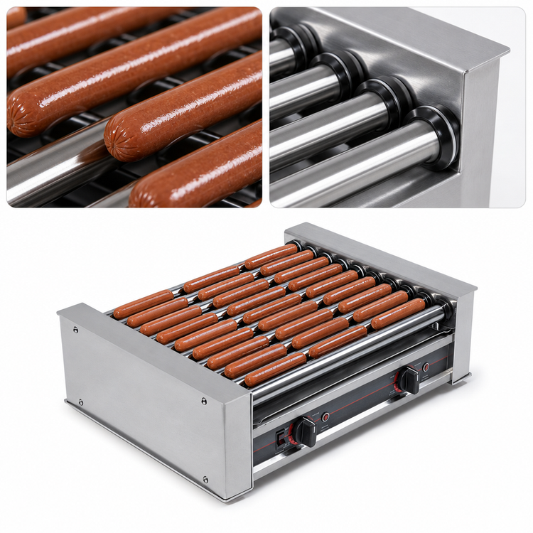 Product image #3 for Roll-A-Grill Wide Roller Hot Dog Grill, 10 Coated Rollers, 45-Hot-Dog Capacity, 230V