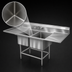 Thumbnail image #3 for Spec-Master FN Series Coved Corner Two-Compartment Stainless Steel Sink with 24-Inch Left Drainboard, 69-1/2 Inch W