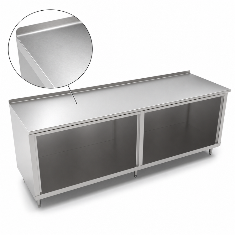 Product image #3 for John Boos Open Front Cabinet Base Work Table, 132 x 36 Inches, 16 Gauge Stainless Steel Top, 1-1/2 Inch Rear Riser