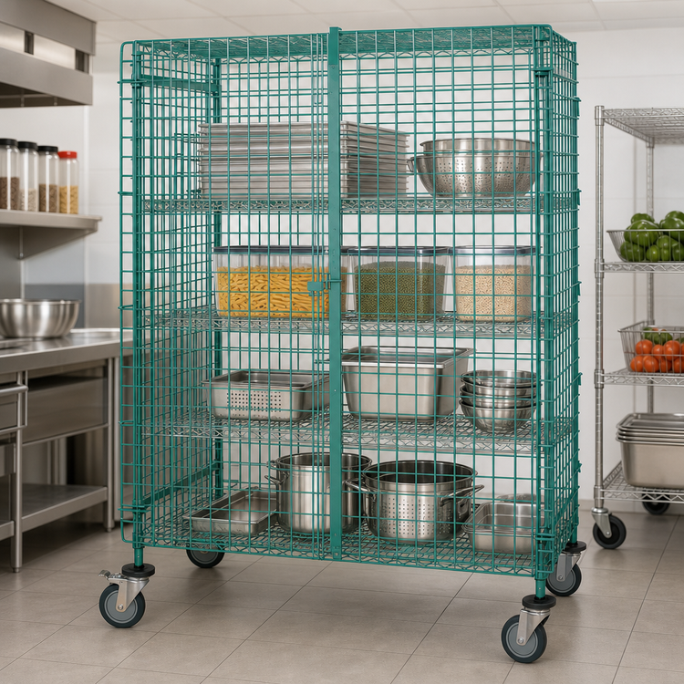 Product image #3 for Quantum Mobile Wire Security Cage, 36 x 18 x 69 Inches, Green Epoxy Finish