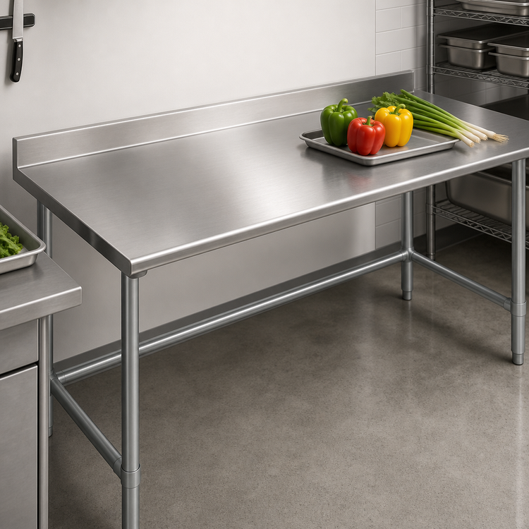 Product image #3 for Eagle Group Budget Series 108-Inch W x 30-Inch D Work Table with 4-1/2-Inch Backsplash and Galvanized Tubular Base