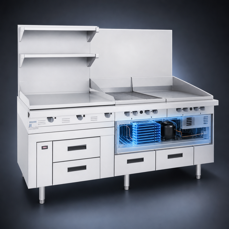Product image #3 for Garland Arctic Fire 80-Inch Two-Section Self-Contained Refrigerator Base with 4 Self-Closing Drawers