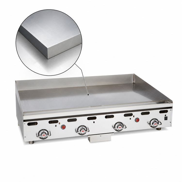 Product image #3 for Vulcan MSA Series Heavy Duty Countertop Gas Griddle, 36 Inch W x 30 Inch D Cooking Surface, 1 Inch Polished Steel Plate