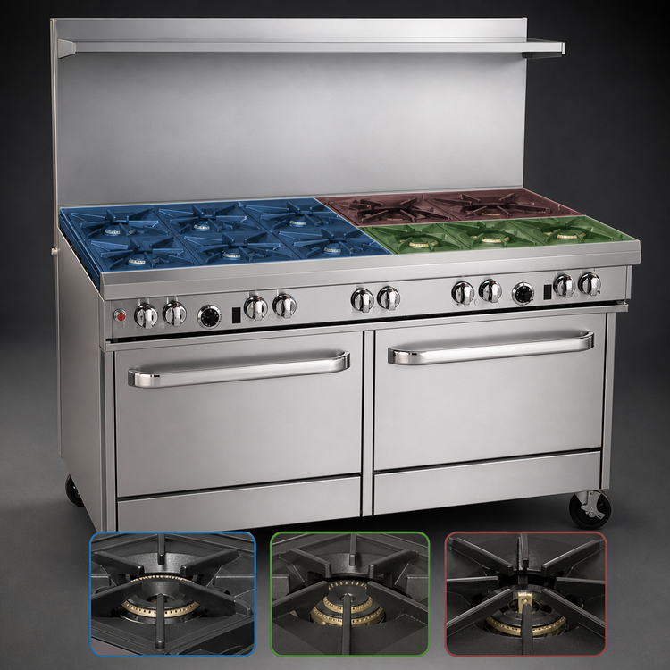 Product image #3 for Southbend Ultimate 60-Inch Gas Restaurant Range with 9 Burners, Standard Oven, and Convection Oven