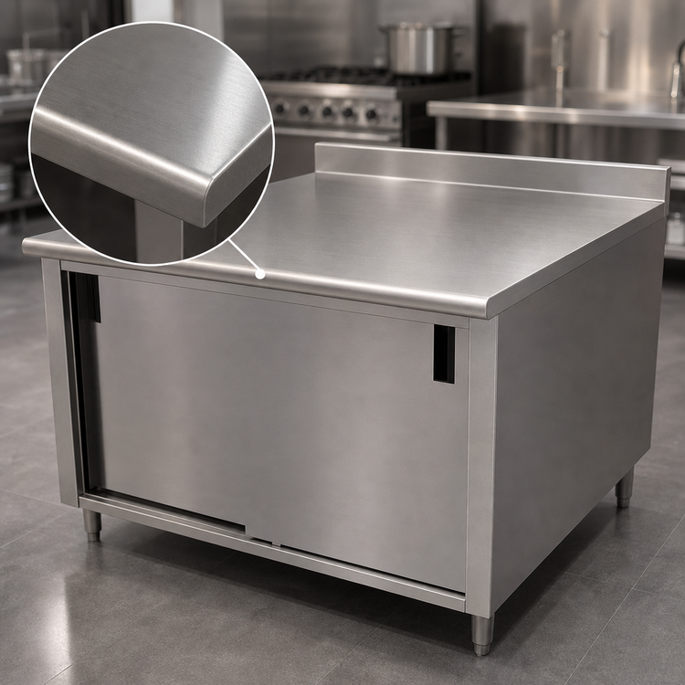 Product image #3 for Advance Tabco 120-Inch x 36-Inch 14-Gauge 304 Stainless Steel Enclosed Work Table