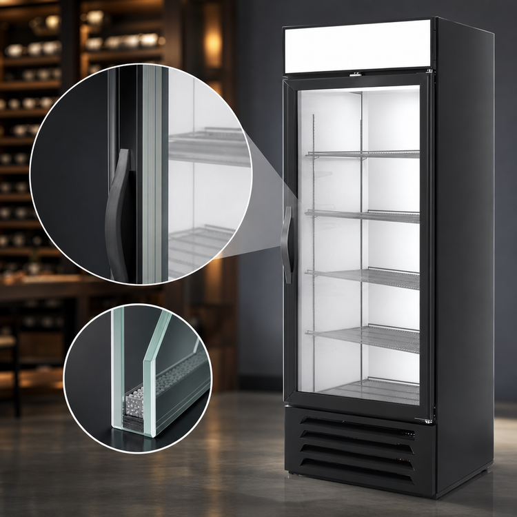 Product image #3 for Beverage-Air MarketMax MMR27HC-1-B-WINE 1-Section Reach-In Commercial Wine Merchandiser with Double-Pane Hinged Glass Door, Black Exterior, Bottom-Mount Refrigeration, 25.97 Cu. Ft.