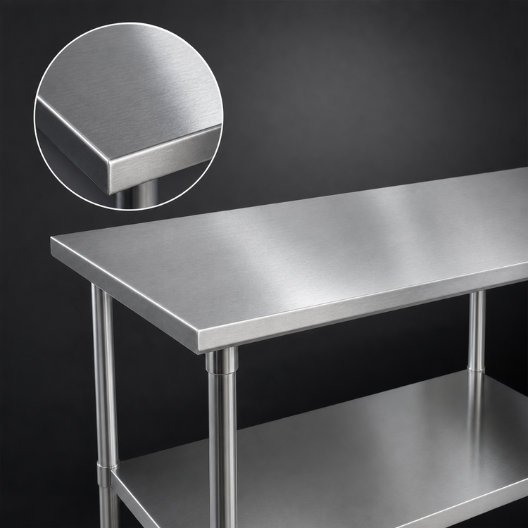 Product image #3 for John Boos Stallion 60 x 36 Inch Stainless Steel Flat Top Work Table with Adjustable Undershelf