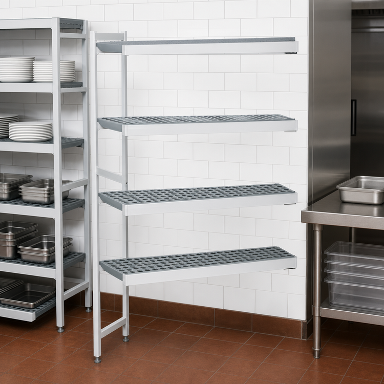 Product image #3 for Fermostock 4-Tier Polymer Shelving Expansion Kit, 47W x 14D x 83H, Gray