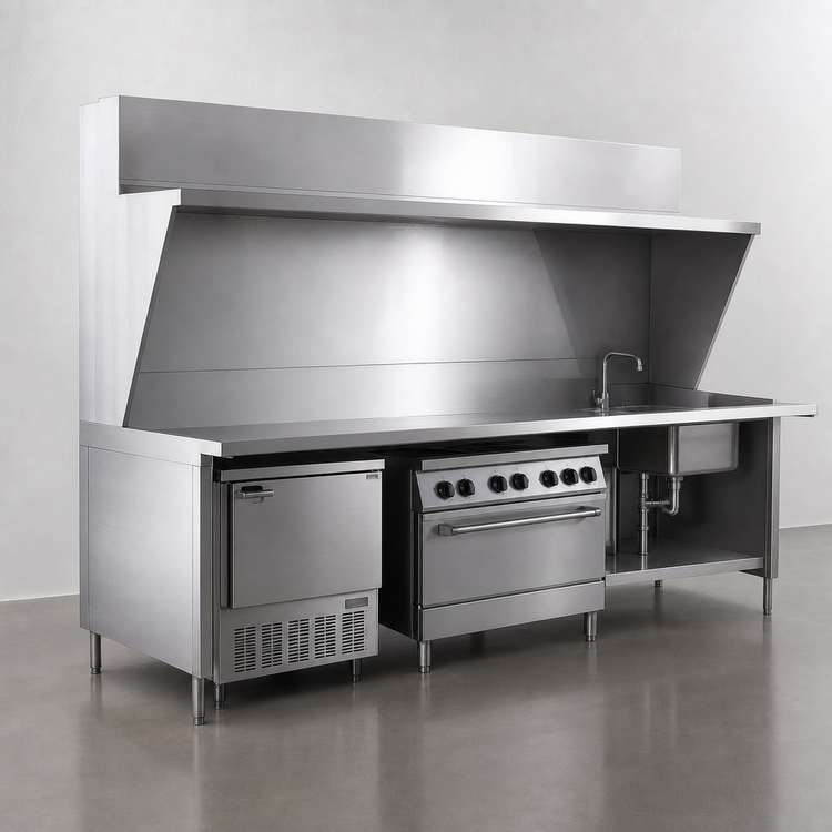 Product image #3 for La Rosa 102-Inch Open Front Modular Equipment Enclosure, 30.5-Inch Deep, 304 Stainless Steel