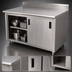 Thumbnail image #3 for Advance Tabco 84-Inch x 30-Inch Enclosed Work Table with Cabinet Base, Sliding Doors, and 5-Inch Backsplash