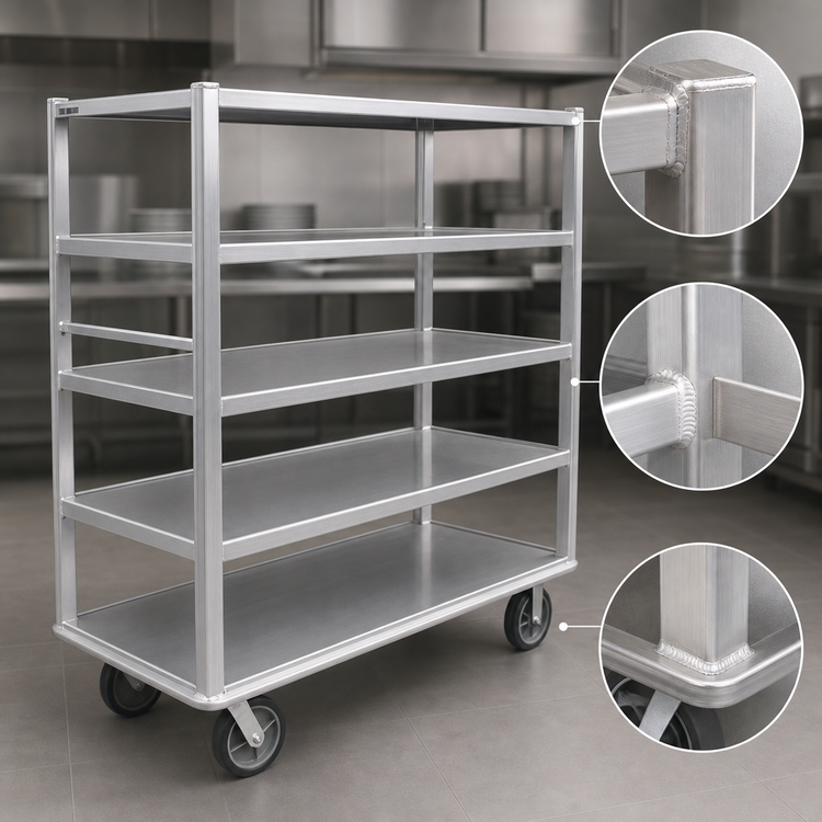 Product image #3 for Carter-Hoffmann T724 Queen Mary Open China & Silver Transporter, 4 Shelves, Aluminum