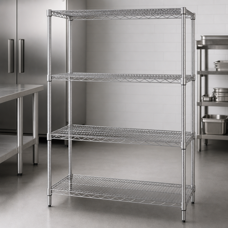 Product image #3 for Quantum 48 in. x 30 in. x 54 in. Stationary 4-Shelf 304 Stainless Steel Wire Shelving Starter Kit