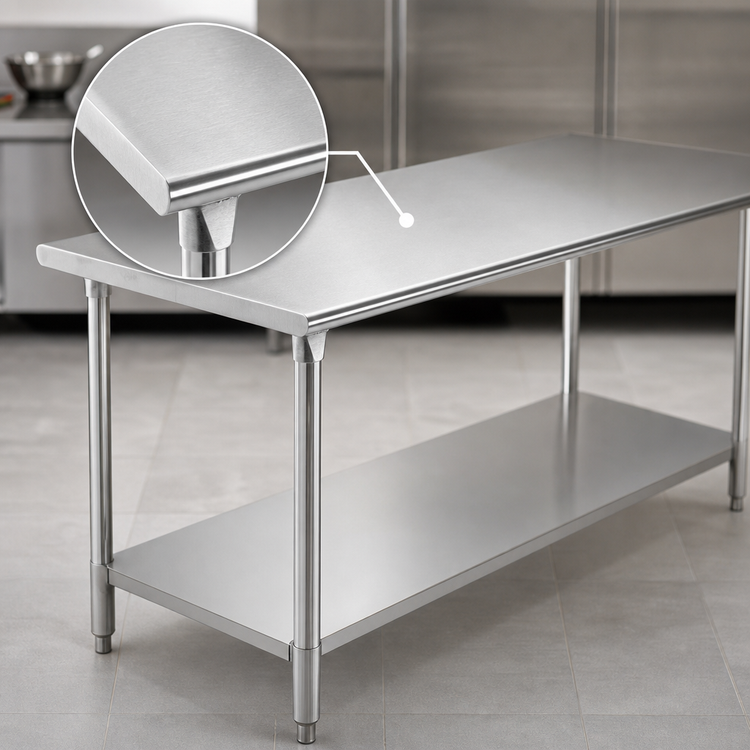 Product image #3 for Advance Tabco SAG-307 84-Inch x 30-Inch 16 Gauge 430 Stainless Steel Work Table with Adjustable Undershelf