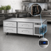 Thumbnail image #3 for Randell 120-Inch Three-Section Self-Contained Refrigerated Chef Base with 6 Drawers, Right-Side Compressor