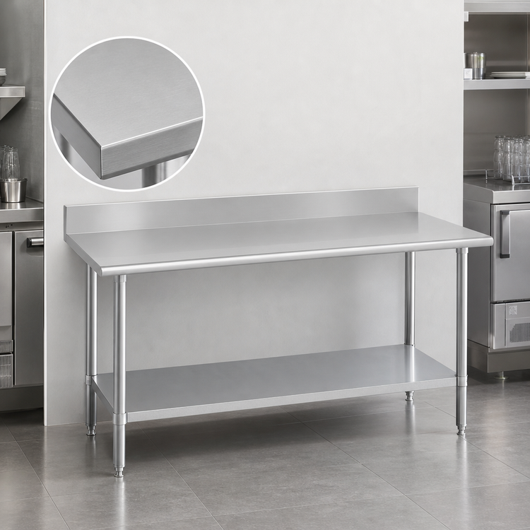 Product image #3 for Duke 108 Inch Stainless Steel Underbar Work Table with 5 Inch Riser and Galvanized Undershelf