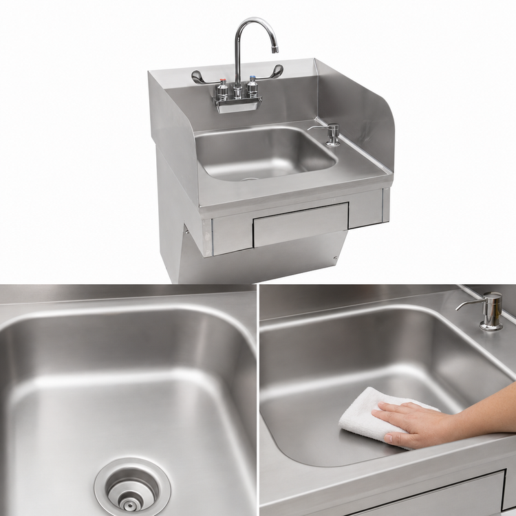 Product image #3 for John Boos Pro-Bowl ADA Wall-Mount Hand Sink with Side Splashes, Gooseneck Faucet, and Soap/Paper Towel Dispenser