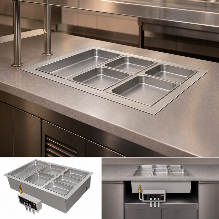 Product image #3 for Hatco HWBI-3M Drop-In Modular/Ganged Hot Well, 3 Full-Size Pans, Insulated, with Manifold Drains