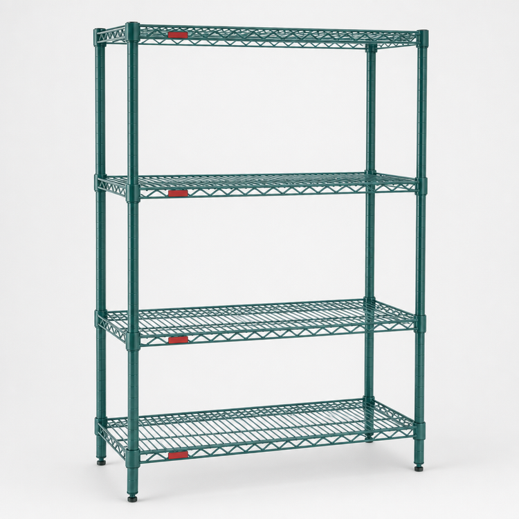 Product image #3 for Eagle Valu-Gard 4-Tier Starter Wire Shelving Unit, 60 x 24 x 63 Inches, Green Epoxy