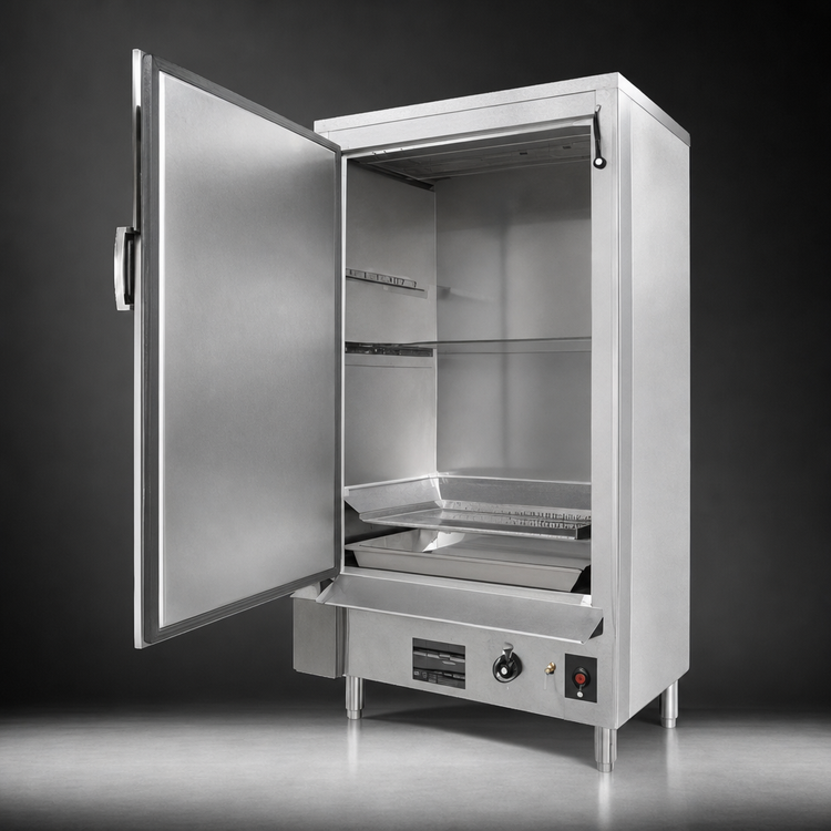 Product image #3 for MasterRange 30-Inch Propane Gas Smokehouse with Stainless Steel Front and Sides, Left-Hinged Door