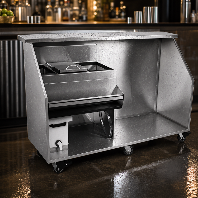 Product image #3 for Glastender 72-Inch Stainless Steel Portable Bar for Stackable Cups with Refrigerator Space