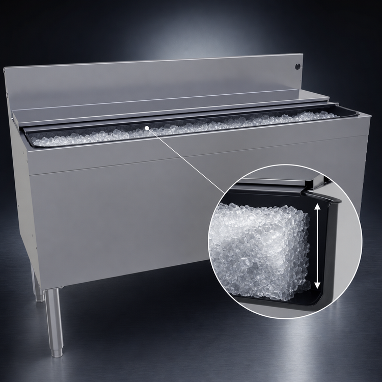 Product image #3 for Glastender 48-Inch Extra Deep Underbar Stainless Steel Ice Bin with Sliding Cover