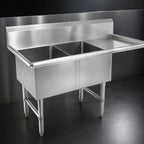 Thumbnail image #3 for John Boos 2B184-1D18R 2-Compartment Stainless Steel Sink with Right Drainboard, 18-Inch Bowls, 16-Gauge Top, 10-Inch Backsplash