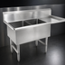 Thumbnail image #3 for John Boos B Series 2-Compartment Stainless Steel Sink with Right Drainboard, 58-3/16 x 23-1/2 x 44 Inch