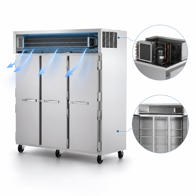 Product image #3 for True SPEC SERIES Three-Section Reach-In Solid Swing Door Refrigerator with Top-Mounted Self-Contained R290 Refrigeration