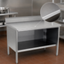 Thumbnail image #3 for John Boos Open Front Enclosed Base Stainless Steel Work Table, 48 x 24 Inches, 14 Gauge Top, 5 Inch Backsplash