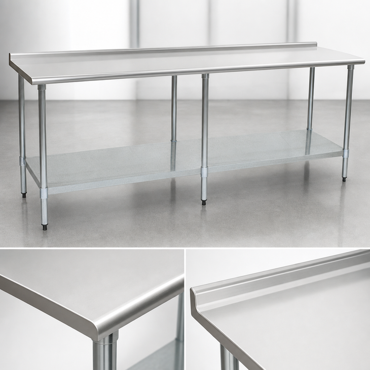 Product image #3 for Eagle Deluxe Series 120-Inch x 24-Inch Stainless Steel Work Table with Rear Upturn and Adjustable Undershelf