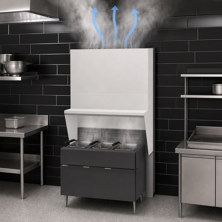 Product image #4 for Avtec SimpleSpec Type I Wall-Mount Exhaust-Only Fryer Hood for 3 20-Inch Fryers, 66W x 31D x 42H