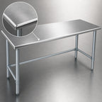 Thumbnail image #3 for Eagle Group Deluxe T3648GTEB 48" W x 36" D Flat-Top Stainless Steel Work Table, 16-Gauge 300 Series Top, Galvanized Open Base