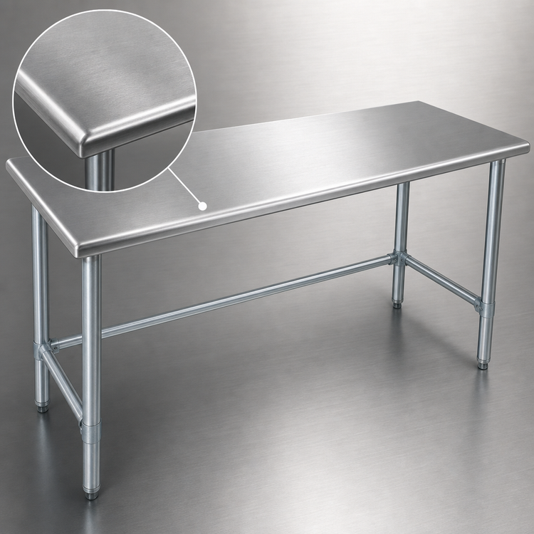 Product image #3 for Eagle Group Deluxe Series 48-Inch W x 36-Inch D Flat Top Stainless Steel Work Table with Galvanized Tubular Base