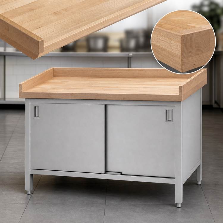 Product image #3 for John Boos 48" x 24" Wood Top Enclosed Base Work Table with Sliding Doors