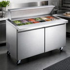 Thumbnail image #3 for Hurakan Megatop 60-Inch 2-Door Refrigerated Prep Table with 24-Pan Capacity